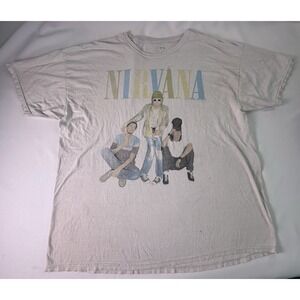 Nirvana Group Photo Kurt Cobain Dave Grohl T-Shirt Grunge‎ Mens S/M